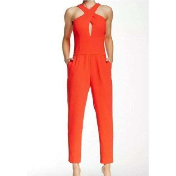 NWT TRINA TURK Women’s Cross Front Keyhole Tapered Leg Jumpsuit $350.00 - Picture 1 of 11